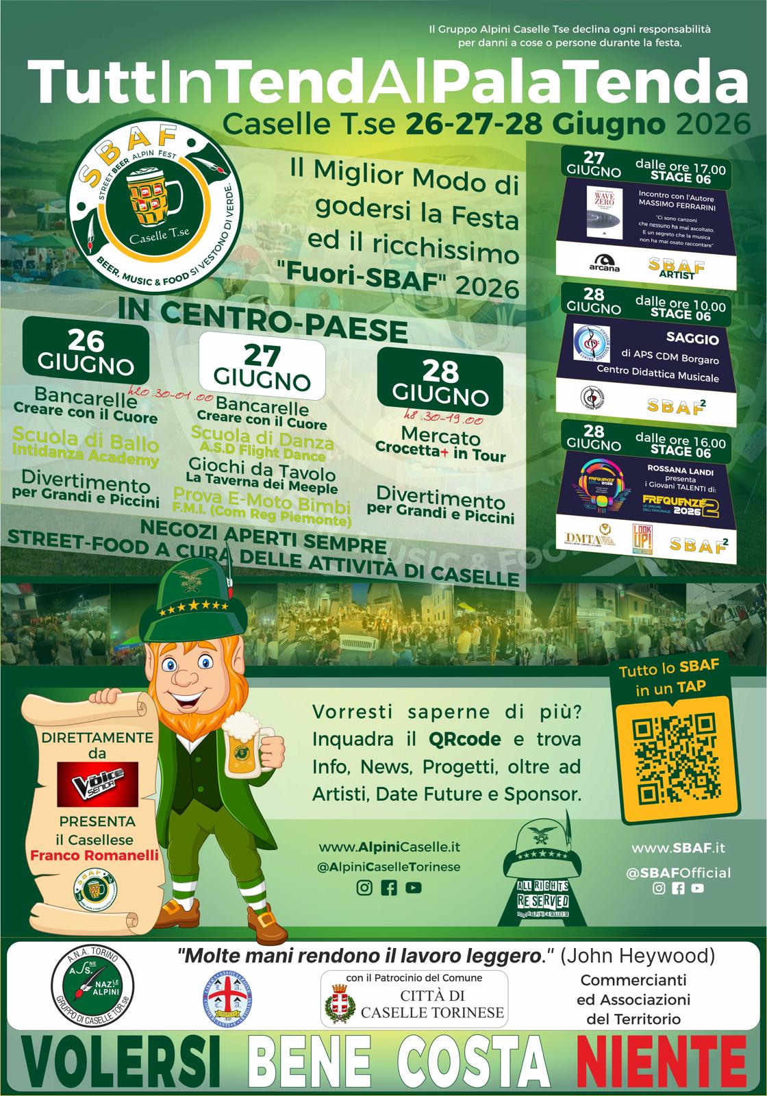 Volantino TuttInTendAlPalaTenda – Fuori-SBAF 2026 a Caselle Torinese, 26-27-28 giugno